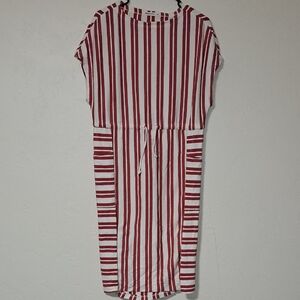 Marine Layer Red and White Striped Midi Dress